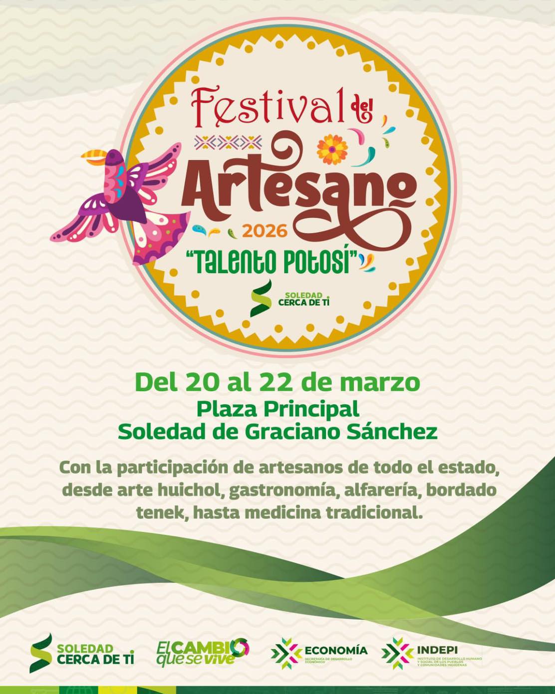 Soledad, sede del Festival Artesano Potosino 2026 “Talento Potosí”